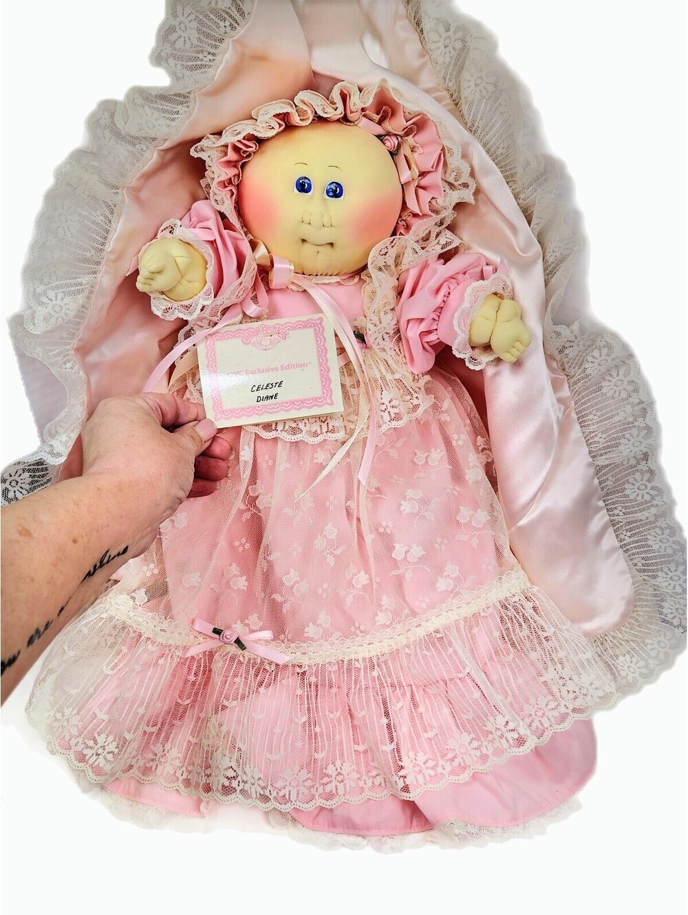 NIB Cabbage Patch Kids QVC Exclusive Edition Doll in Pink Lace Dress